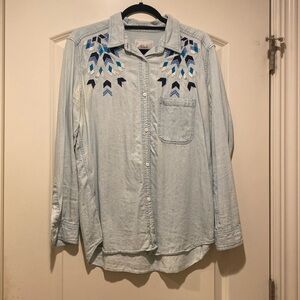 Rails Sky Blue Embroidered Button Down Shirt